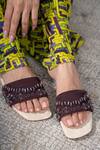 Shop_Mehak Murpana_Maroon Embellished Sliders_at_Aza_Fashions