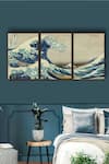 Buy_The Art House_Multi Color Canvas Digital Print The Great Wave Painting Set Of 3 _at_Aza_Fashions