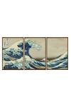 Shop_The Art House_Multi Color Canvas Digital Print The Great Wave Painting Set Of 3 _at_Aza_Fashions