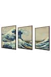 Buy_The Art House_Multi Color Canvas Digital Print The Great Wave Painting Set Of 3 _Online_at_Aza_Fashions