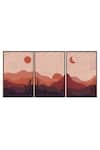 Shop_The Art House_Multi Color Canvas Digital Print Sun And Moon Desert Painting Set Of 3_at_Aza_Fashions