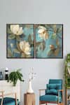 Buy_The Art House_Multi Color Canvas Digital Print Floral Painting Set Of 2_at_Aza_Fashions