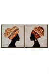 Shop_The Art House_Multi Color Canvas Handmade Tribal Women Painting Set Of 2 _at_Aza_Fashions