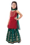 Buy_Minichic_Green Foil Printed Skirt Set For Girls_Online_at_Aza_Fashions
