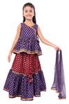 Shop_Minichic_Purple Net, Polyester Silk Floral Printed Peplum Top Skirt Set_at_Aza_Fashions