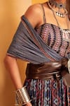 Buy_Nadima Saqib_Blue Blouse - Satinskirt Printed Geometric Sweetheart Neck Skirt Set _Online_at_Aza_Fashions