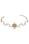 Opalina Soulful Jewellery_Gold Plated Crystals Elephant Motif Choker _at_Aza_Fashions