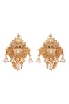 Shop_Opalina Soulful Jewellery_Gold Plated Crystals Handcrafted Elephant Motif Ear Studs _at_Aza_Fashions