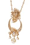 Shop_Opalina Soulful Jewellery_Gold Plated Crystals Elephant Motif Pendant Necklace _Online_at_Aza_Fashions