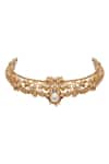 Shop_Opalina Soulful Jewellery_Gold Plated Elephant Motif Choker With Pearls And Crystals _Online_at_Aza_Fashions