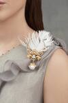 Opalina Soulful Jewellery_Gold Plated Crystals Lulua Handcrafted Feather Brooch _Online_at_Aza_Fashions