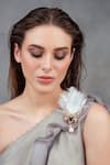 Buy_Opalina Soulful Jewellery_Gold Plated Crystals Lulua Handcrafted Feather Brooch _at_Aza_Fashions