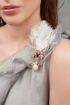 Opalina Soulful Jewellery_Gold Plated Crystals Lulua Handcrafted Feather Brooch _Online_at_Aza_Fashions