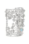 Buy_Opalina Soulful Jewellery_Silver Plated Crystals Aquamarine Cutwork Handcuff _Online_at_Aza_Fashions