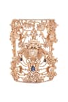 Shop_Opalina Soulful Jewellery_Gold Plated Crystals, Smocking Handcrafted Cutwork Bracelet _at_Aza_Fashions