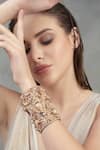 Buy_Opalina Soulful Jewellery_Gold Plated Crystals, Smocking Handcrafted Cutwork Bracelet _Online_at_Aza_Fashions