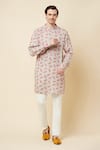 Buy_Spring Break_Beige Cotton Leaf Print Kurta Set _Online_at_Aza_Fashions