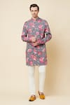 Buy_Spring Break_Grey Cotton Printed Floral Kurta _at_Aza_Fashions