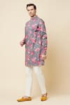 Shop_Spring Break_Grey Cotton Printed Floral Kurta _Online_at_Aza_Fashions