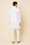 Shop_Spring Break_White Dupion Silk Plain Mandarin Collar Kurta Set _at_Aza_Fashions