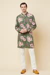 Buy_Spring Break_Brown Cotton Floral Print Kurta Set _at_Aza_Fashions