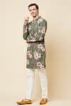 Shop_Spring Break_Brown Cotton Floral Print Kurta Set _Online_at_Aza_Fashions