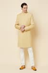 Buy_Spring Break_Beige Terry Rayon Mandarin Collar Sherwani Set _at_Aza_Fashions