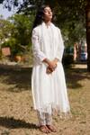 Shop Apeksha Jain Label White Chanderi Embroidered Floral Notched Kurta Set Online at Aza Fashions Shop_Apeksha Jain Label_White Chanderi Embroidered Floral Notched Kurta Set _Online_at_Aza_Fashions