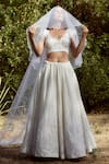 Buy Apeksha Jain Label White Organza, Net, Chanderi Floral, Resham, Kasab Bird V Neck Lehenga Set at Aza Fashions Buy_Apeksha Jain Label_White Organza, Net, Chanderi Floral, Resham, Kasab Bird V Neck Lehenga Set _at_Aza_Fashions