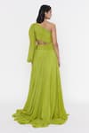 Shop_Deme by Gabriella_Green Crepe One Shoulder Gown _at_Aza_Fashions