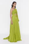 Deme by Gabriella_Green Crepe One Shoulder Gown _Online_at_Aza_Fashions