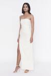 Buy_Deme By Gabriella_White Banana Crepe Strapless Gown_at_Aza_Fashions