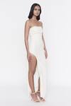 Deme by Gabriella_White Banana Crepe Strapless Gown_Online_at_Aza_Fashions