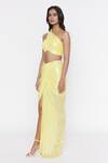 Buy_Deme by Gabriella_Yellow Embroidered Sequin Work One Draped Skirt And Crop Top Set _Online_at_Aza_Fashions