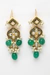 Shop_Dugran By Dugristyle_Green Kundan Embellished Dangler Earrings _at_Aza_Fashions