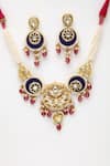 Dugran By Dugristyle_Gold Plated Kundan Floral Necklace Set _at_Aza_Fashions