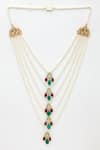 Shop_Dugran By Dugristyle_Gold Plated Kundan Multi Layered Pearl Necklace _at_Aza_Fashions