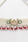 Shop_Dugran By Dugristyle_Red Kundan Multi Layered Choker _Online_at_Aza_Fashions