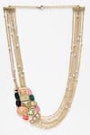 Shop_Dugran By Dugristyle_Gold Plated Multi Layered Stone Necklace _at_Aza_Fashions