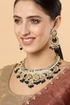 Buy_Dugran By Dugristyle_Blue Diamonds, Pearls Meenakari Dangler Earrings _at_Aza_Fashions
