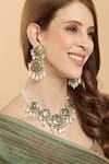 Buy_Dugran By Dugristyle_Blue Kundan Meenakari Pearl Necklace Set _at_Aza_Fashions