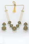 Shop_Dugran By Dugristyle_Blue Kundan Meenakari Pearl Necklace Set _at_Aza_Fashions