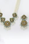 Dugran By Dugristyle_Blue Kundan Meenakari Pearl Necklace Set _at_Aza_Fashions