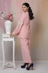 Shop_Leela By A_Pink Jute , Mulmul Floral Embroidered Sleeve Kurta And Palazzo Set_at_Aza_Fashions
