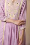 Shop_Leela By A_Purple Jute , Mulmul Floral, Sequin, Bead, Embroidered Anarkali Set _at_Aza_Fashions