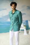 Philocaly_Green 100% Linen Firenze Shacket Blazer _Online_at_Aza_Fashions