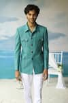 Shop_Philocaly_Green 100% Linen Firenze Shacket Blazer _Online_at_Aza_Fashions