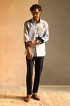 Shop_Philocaly_Blue 100% Cotton Memphis Shirt _at_Aza_Fashions