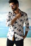 Buy_Philocaly_Blue 100% Linen Printed Abstract Paros Shirt _at_Aza_Fashions