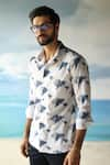 Philocaly_Blue 100% Linen Printed Abstract Paros Shirt _Online_at_Aza_Fashions